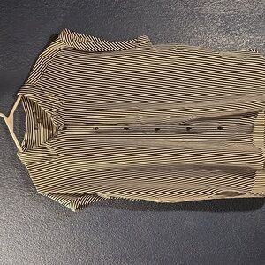 Adrianna Papell Womens Black and White Striped Shirt